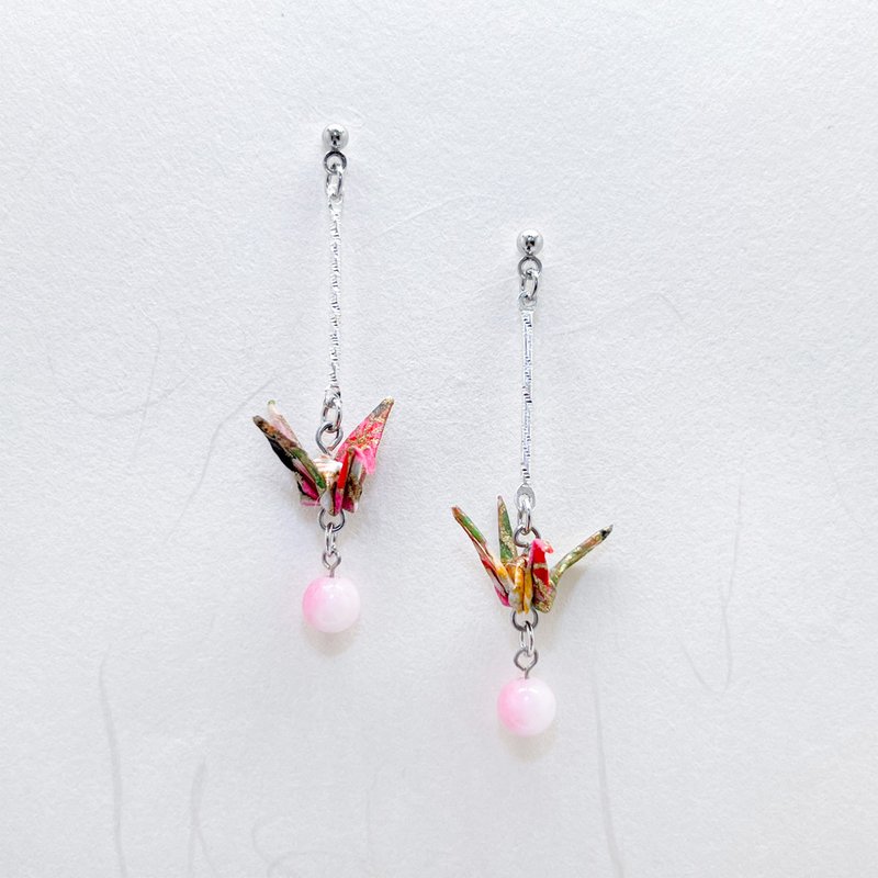 Chearrings | Origami 日本和紙 手工摺紙 紙鶴耳環 | 款式C004 - 耳環/耳夾/耳骨夾 - 紙 藍色