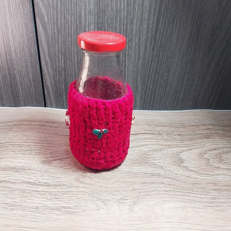 cover bottle red yarn crochet handmade Christmas theme - 其他 - 其他材質 紅色