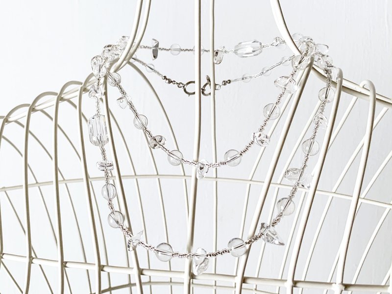 3WAY: Crystal (Crystallized quartz) long necklace - สร้อยคอยาว - คริสตัล สีใส