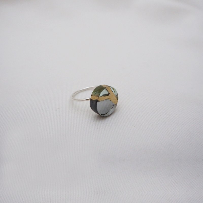 [Kintsugi Glass Jewelry] A moment of eternal sterling silver ring while walking on the scenery - แหวนทั่วไป - แก้ว 