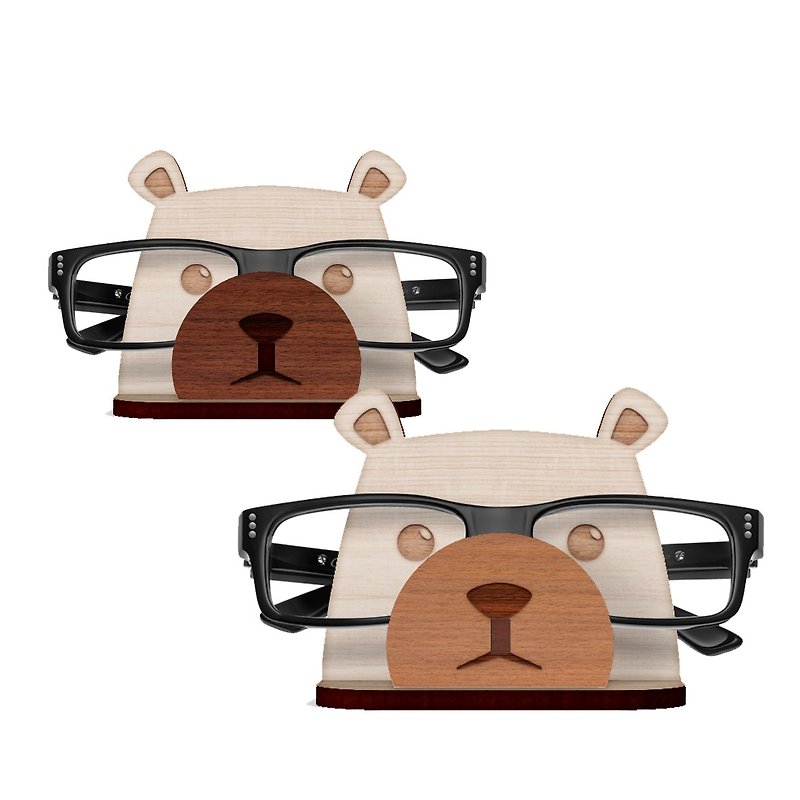 熊Q－原木眼鏡架－收納/鏡架/家飾 - 收納箱/收納用品 - 木頭 咖啡色