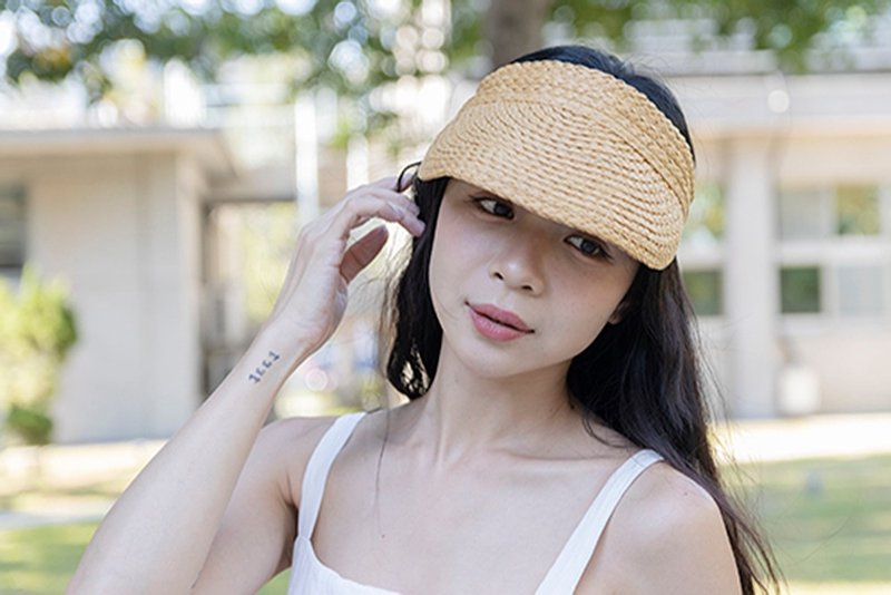 Unni森林精靈草帽-編織帽 帽子 登山帽 草帽 防曬 straw hat 透氣 - 帽子 - 聚酯纖維 粉紅色