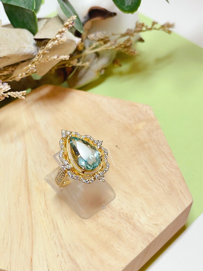 S925純銀螢石莫桑鑽戒指 - 戒指 - 寶石 綠色