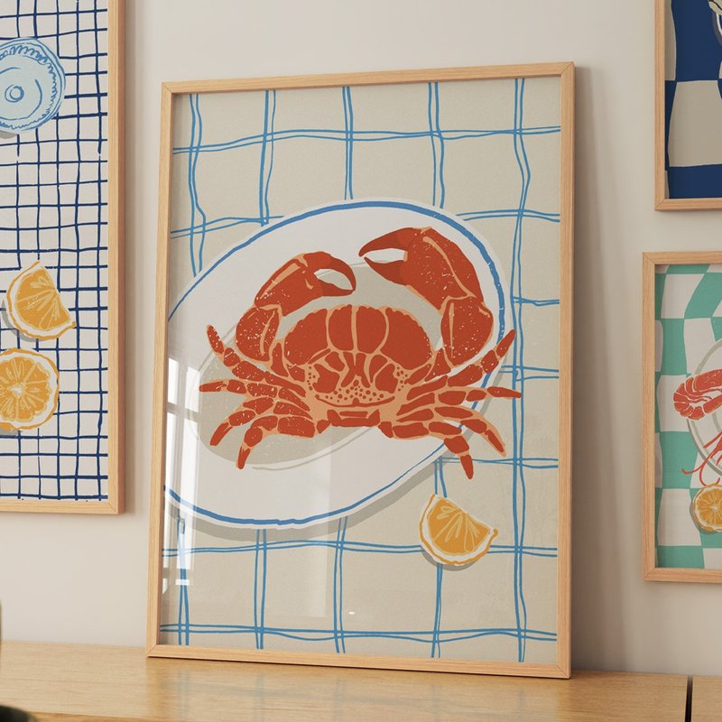 Seafood Party No.4 - 螃蟹掛畫海報 居家佈置 餐廳掛畫 - 電子似顏繪/繪畫/插畫 - 其他材質 