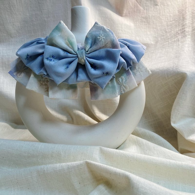 發裁手作。Facai Handmade 寵物領巾 褶蓬披肩_ 藍染漫境 - 寵物衣服 - 棉．麻 藍色