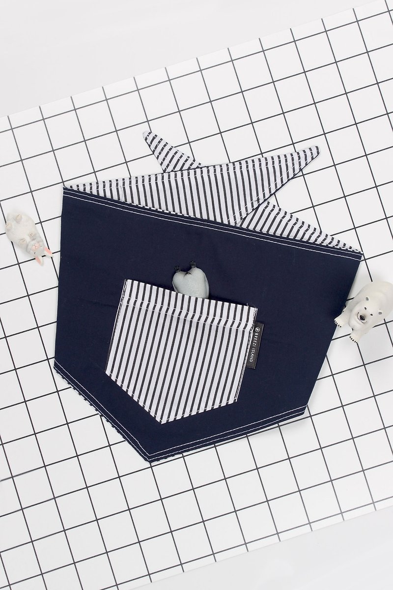 Want Want Dog Year Triangle Scarf-Stripes - Clothing & Accessories - Polyester Blue