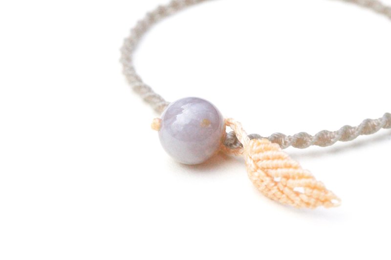 [Stone Flower] Grey-purple cherry agate braided bracelet - Bracelets - Cotton & Hemp Purple