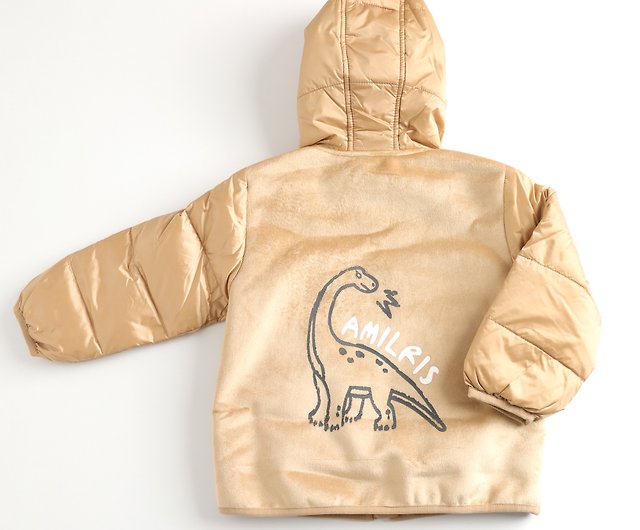 Kukukid Kids Dinosaur Hooded Down Jacket White Duck Down Baby