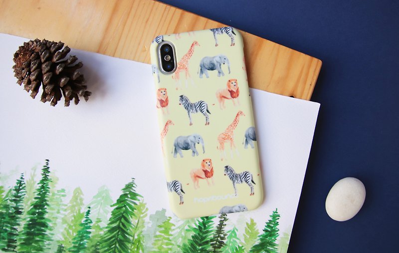 斑馬 獅子 大象 長頸鹿 手機殼  iPhone 11 12 13 14 max samsung - 手機殼/手機套 - 塑膠 黃色
