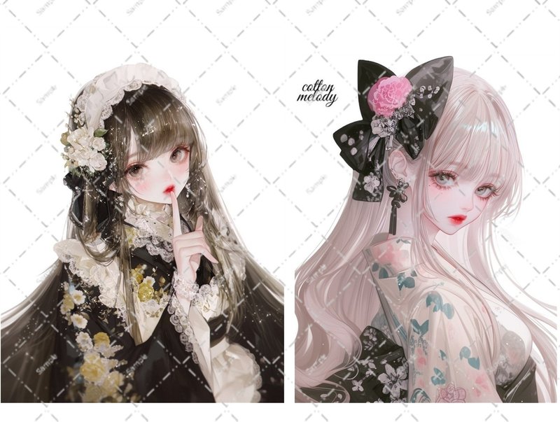 original sticker no.6323 人物ステッカー オリジナルステッカー 人物ステッカー 女の子ステッカー オリジナル人物ステッカー - 貼紙 - 紙 