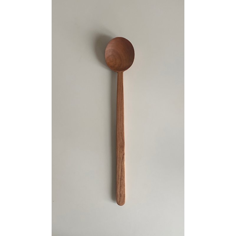 Long handle wooden round spoon - ช้อนส้อม - ไม้ สีนำ้ตาล