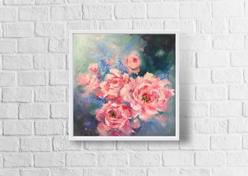 油絵【花】 金丸直衛「薔薇」油絵・F6号 絵画買取・販売の小竹美術
