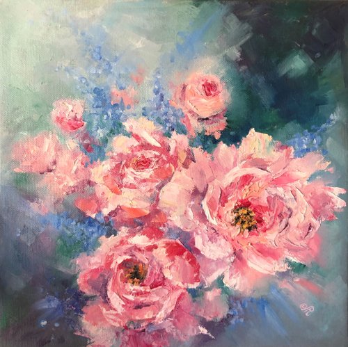 油絵【花】 花の油絵 オリジナルの花の絵 - ショップ ArtLolitaRos ポスター