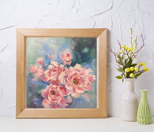 花の油絵 オリジナルの花の絵 - ショップ ArtLolitaRos ポスター
