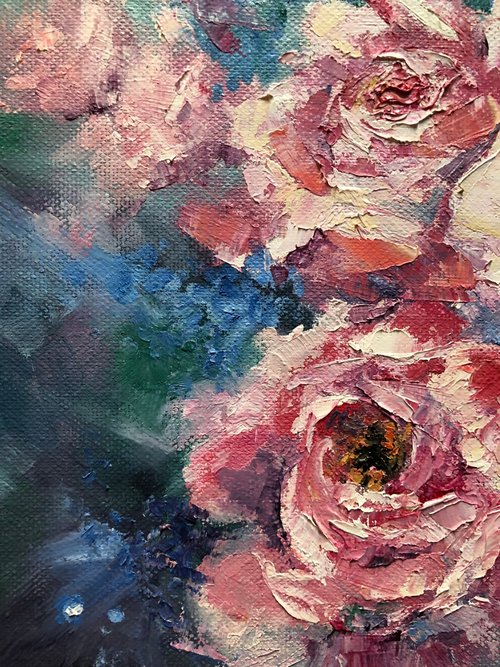 花の油絵 オリジナルの花の絵 - ショップ ArtLolitaRos ポスター