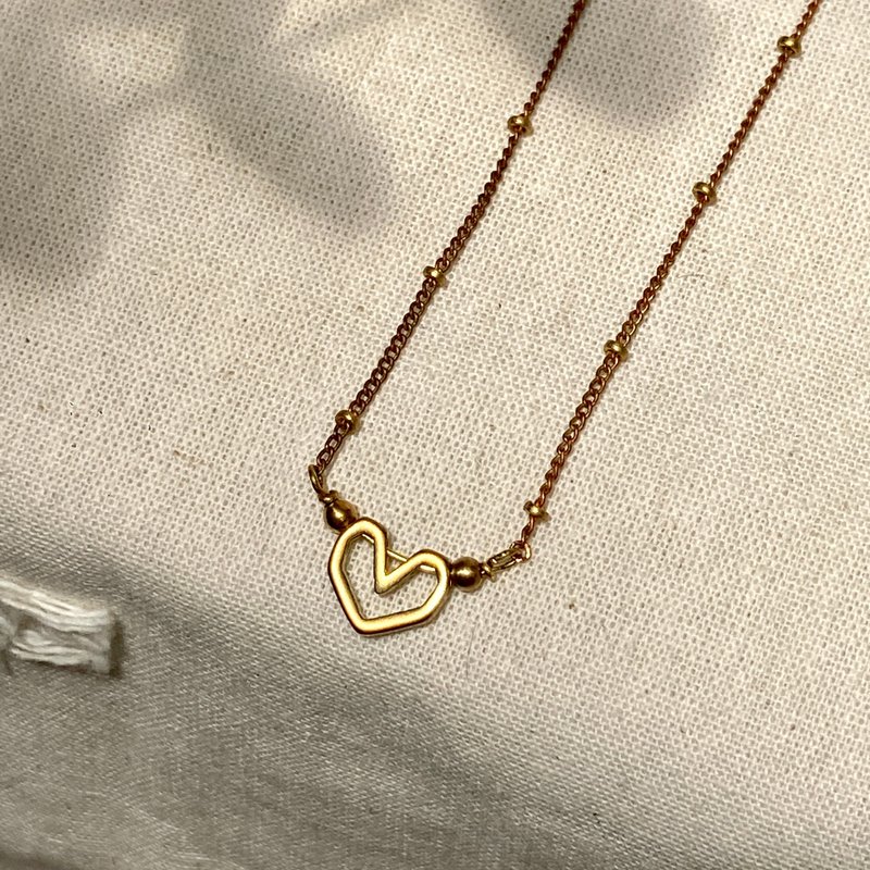 Laolin Grocery | Hollow Heart Bronze Necklace - Necklaces - Copper & Brass Gold