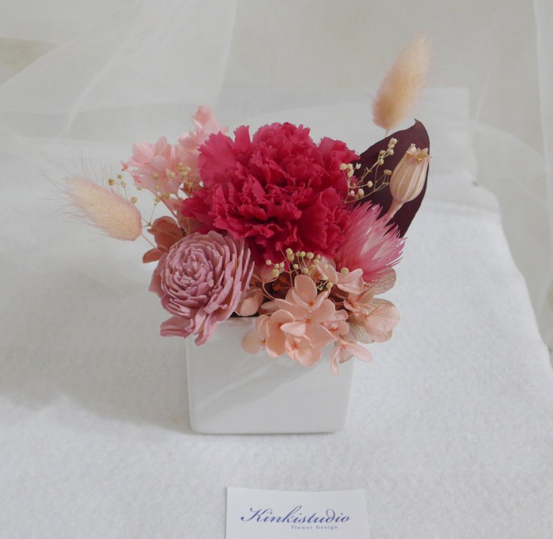 永生康乃馨盆花 結婚捧花永生乾燥花情人節畢業花束生日禮物七夕 - 乾燥花/永生花 - 植物．花 粉紅色