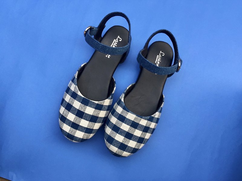 jamsai shoes - 女休閒鞋/帆布鞋 - 棉．麻 藍色