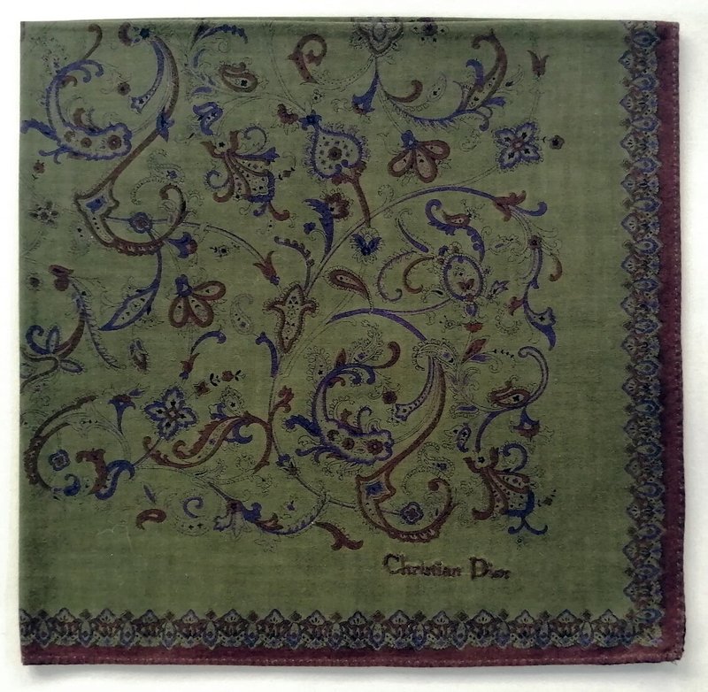 Christian Dior Vintage Handkerchief Pocket Square 19 x 18.5 inches - 手帕 - 棉．麻 咖啡色