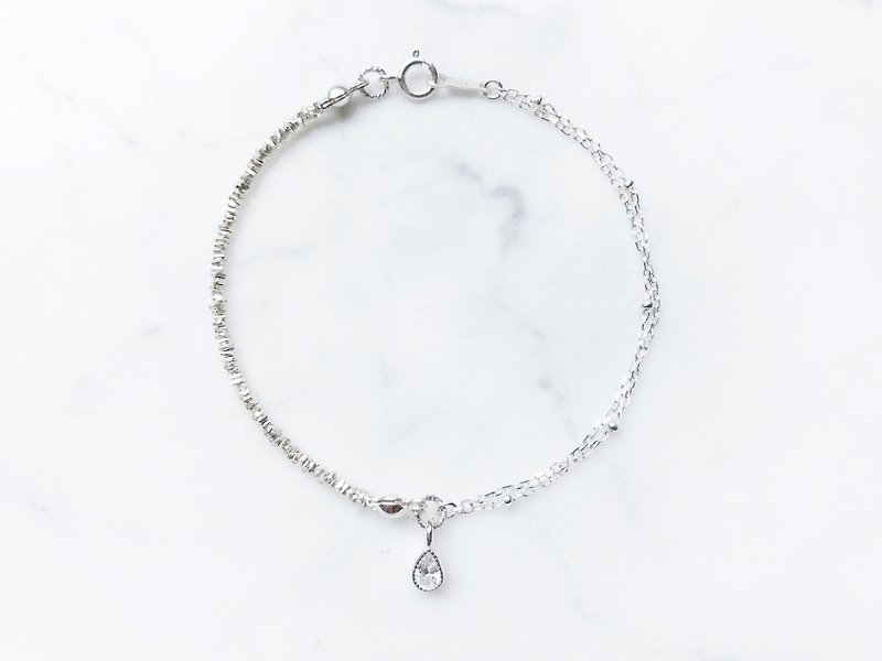::Silver Trio :: Ice Drops (Classic) Asymmetric Double Chain Silver Bracelet (2.0) - Bracelets - Gemstone 