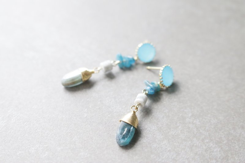 Earrings Aquamarine-Three in One- - Earrings & Clip-ons - Gemstone Blue