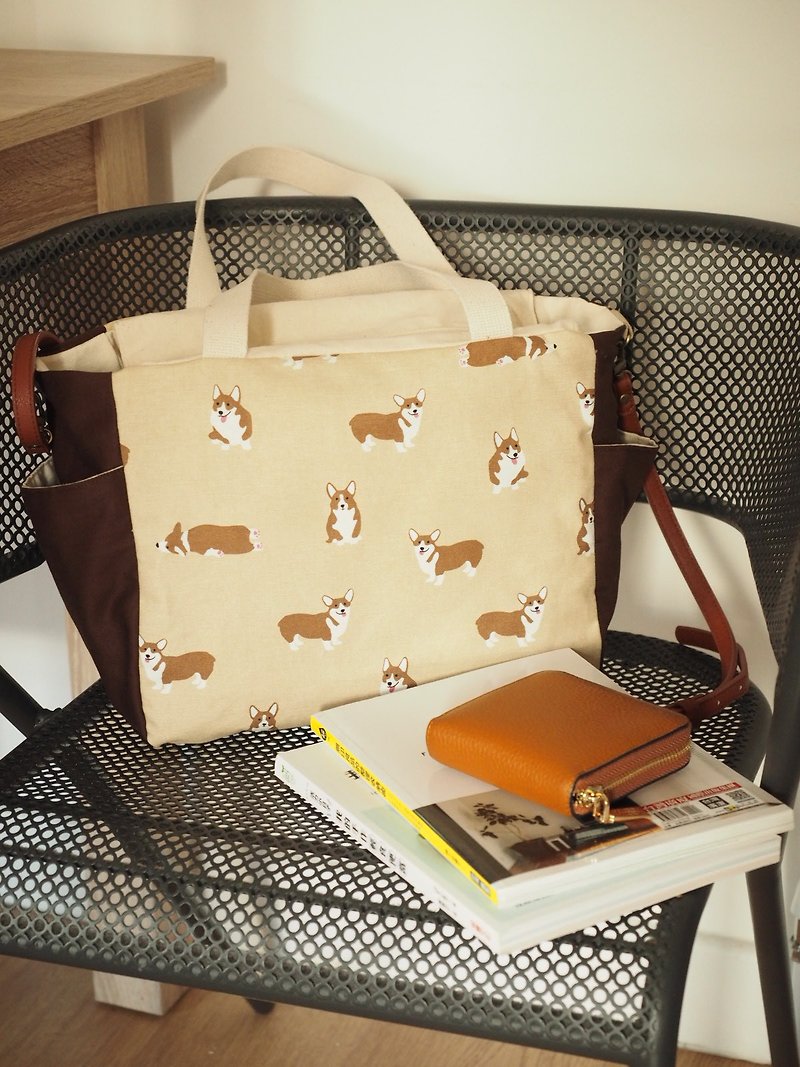 Handmade shoulder bag handbag canvas bag shopping bag - Messenger Bags & Sling Bags - Cotton & Hemp Brown