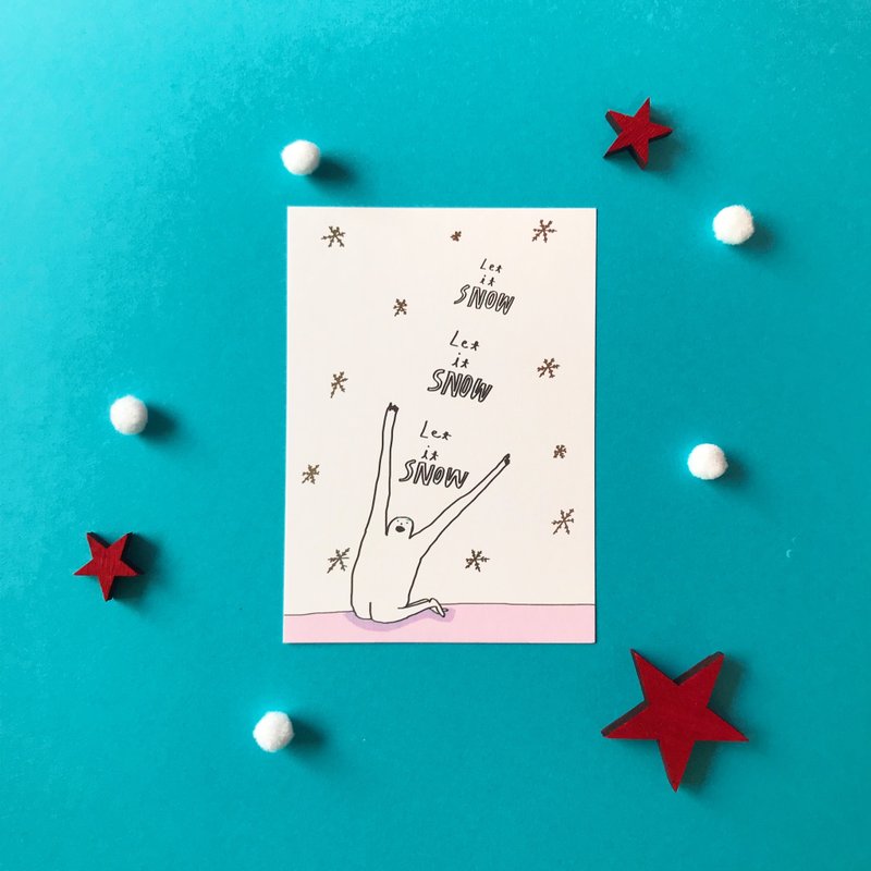 ☃ Let It Snow |聖誕明信片 - 卡片/明信片 - 紙 粉紅色