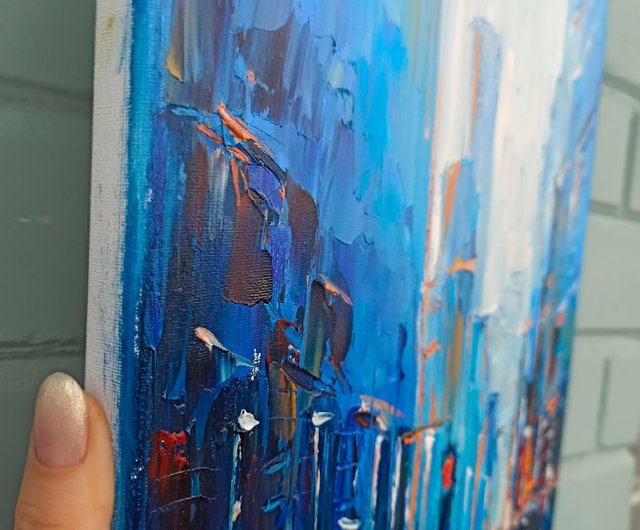 ニューヨーク市の絵画雨の街のウォールアートイブニング