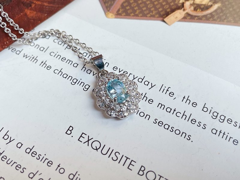 natural Stone necklace - พวงกุญแจ - คริสตัล สีน้ำเงิน
