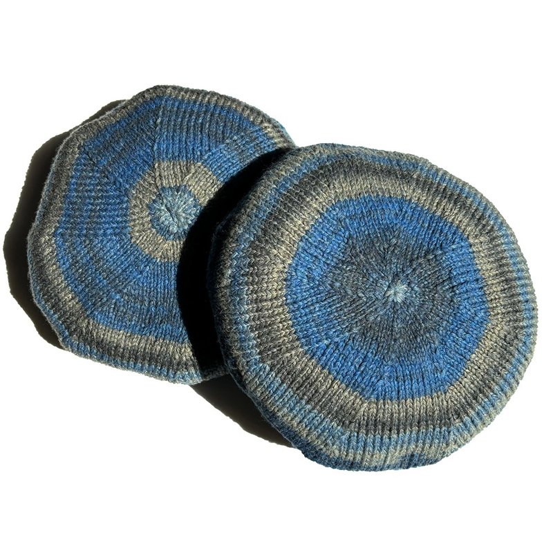 [Knit Tam] Airy Knit Tam Beret BLUE - หมวก - เส้นใยสังเคราะห์ สีน้ำเงิน