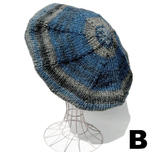 タム　ニットベレー ニットタム】エアリーニット タム ベレー BLUE - ショップ