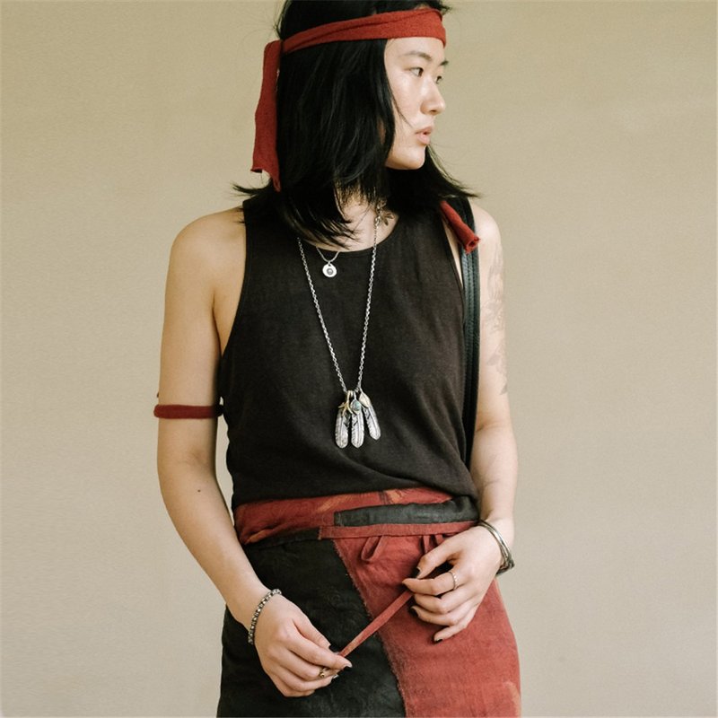 Rock mine brown distressed washed linen organic cotton racer tank top against summer loose sleeveless top - เสื้อกั๊กผู้หญิง - ผ้าฝ้าย/ผ้าลินิน สีนำ้ตาล