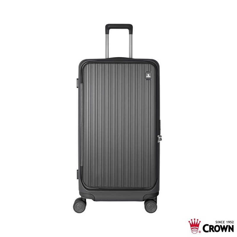 【CROWN】28吋 BOXY 前開框架胖胖拉桿箱 託運箱  鐵灰 - 行李箱/旅行袋 - 塑膠 灰色