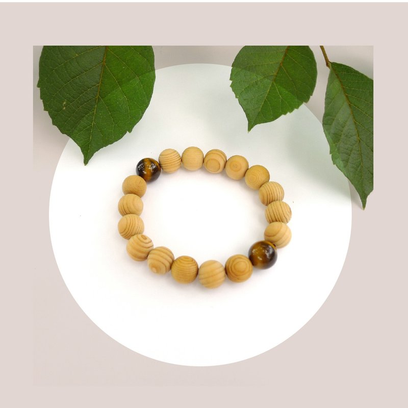 Hinoki Forest | Scented Ball Beads Bracelet - Cat's Eye Glass Beads | Chiayi Souvenir Made in Taiwan Ready Stock - สร้อยข้อมือ - ไม้ 