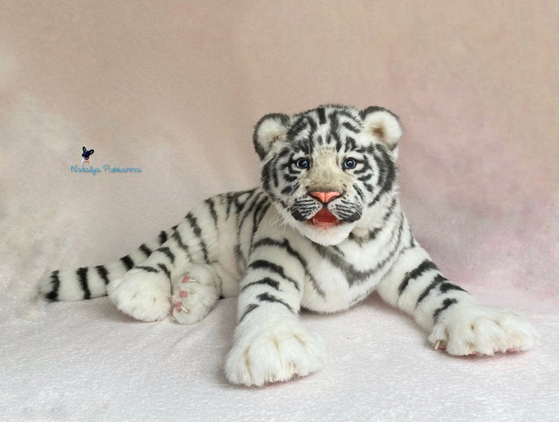 white tiger realistic toy - ตุ๊กตา - ไฟเบอร์อื่นๆ สีส้ม