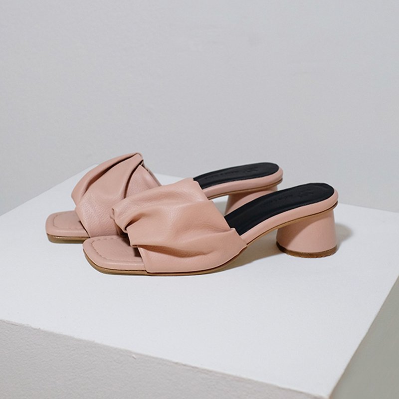 Baby Pink : BLOSSOM Opentoe Heels - 革靴 - 革 ピンク
