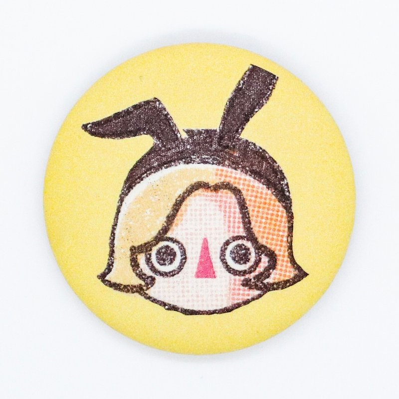 Bunny Girl Face Can Badge - เข็มกลัด/พิน - โลหะ สีเหลือง