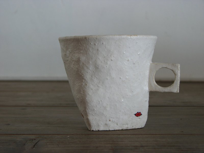 丸と三角と四角の珈琲カップ - 咖啡杯/馬克杯 - 陶 白色