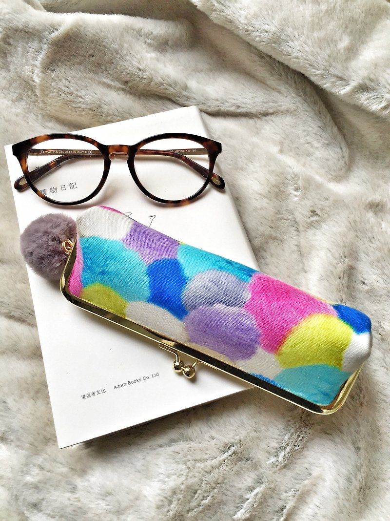 Warm heart cotton candy bag / glasses mouth gold bag - candy color - Pencil Cases - Cotton & Hemp Multicolor