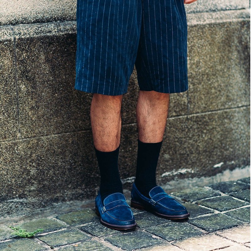 Vanger 優雅美型‧美式經典擦色Penny樂福鞋 Va212麂皮藍 - 男休閒鞋 - 真皮 藍色