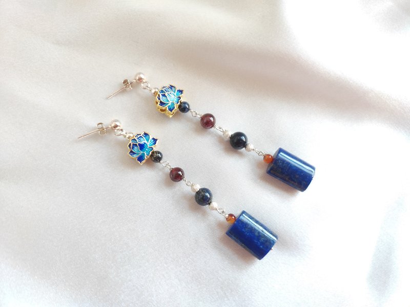 s925 sterling silver lapis lazuli earrings | handmade custom bracelet necklace earrings jewelry natural stone - Earrings & Clip-ons - Gemstone 
