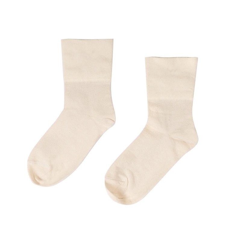 Plain seamless socks (off-white/ Khaki/latte) - ถุงเท้าข้อกลาง - ผ้าฝ้าย/ผ้าลินิน สีนำ้ตาล