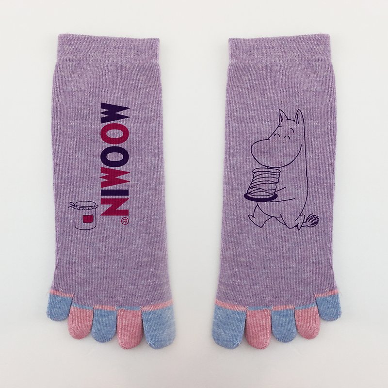 Moomin 噜噜 Mi Authorization-Five Toe Socks (Purple), AE04 - ถุงเท้า - ผ้าฝ้าย/ผ้าลินิน สีม่วง