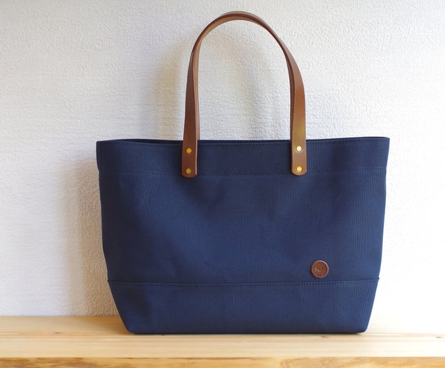 帆布と本革ハンドルのシンプルトートバッグ 帆布 小トートバッグ（革） – 日乃本帆布