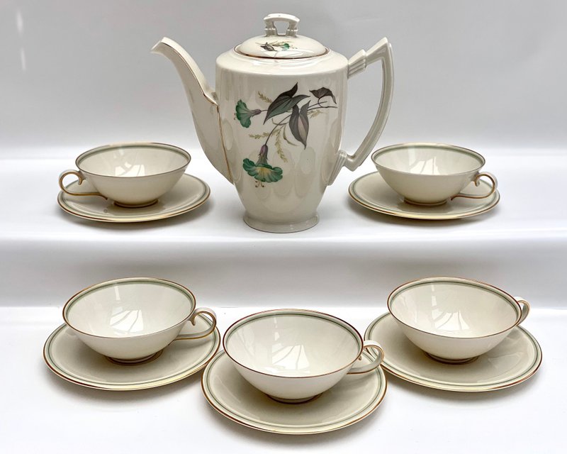 茶具 古董 Krautheim Selb 巴伐利亞裝飾藝術風格象牙骨瓷 - 茶壺/茶杯/茶具 - 瓷 多色