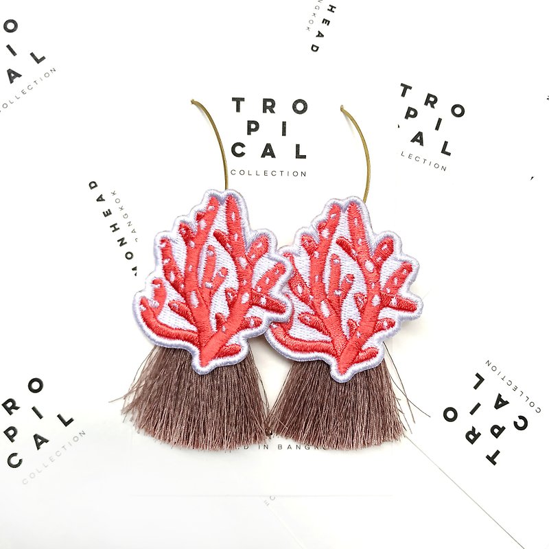 Coral Earrings - Earrings & Clip-ons - Polyester Red