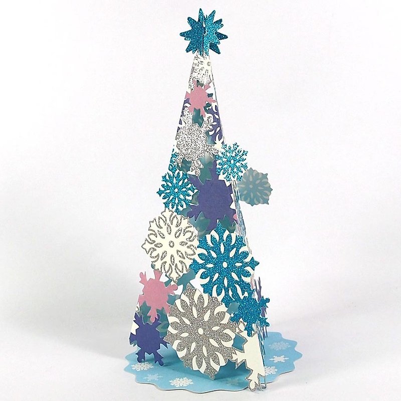 Pink and Blue Colorful Three-dimensional Christmas Tree Christmas Card [Hallmark-Card Christmas Series] - Cards & Postcards - Paper Multicolor