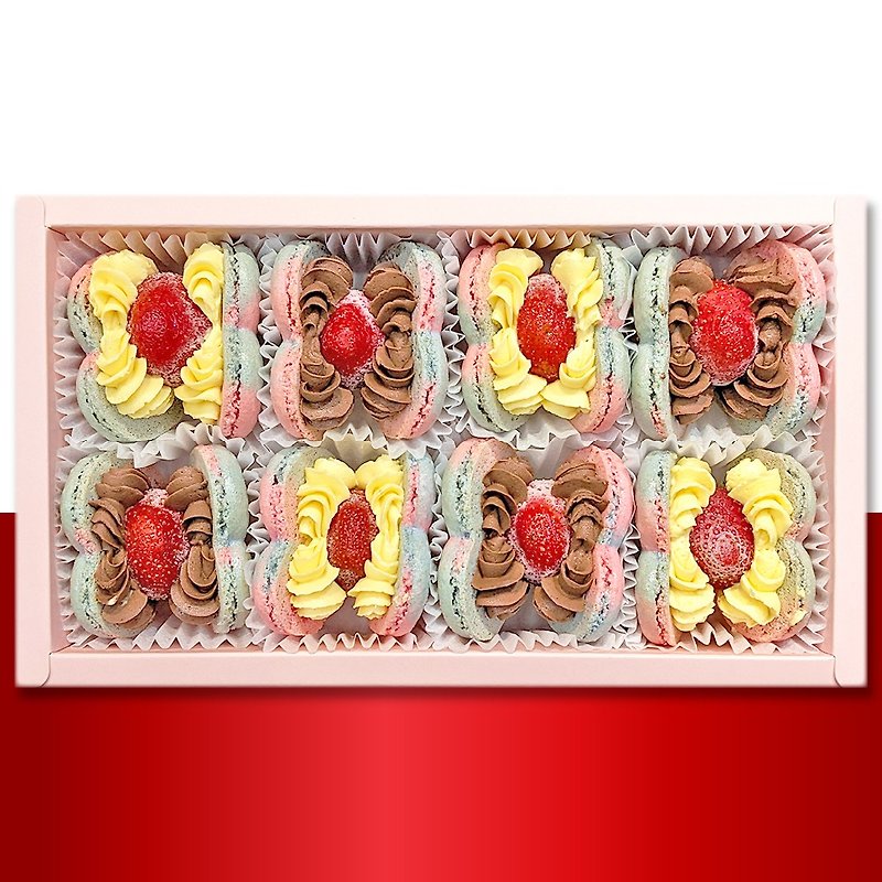 莓好時光8入 馬卡龍禮盒 情人節禮物 草莓 巧克力 - 蛋糕/甜點 - 新鮮食材 粉紅色