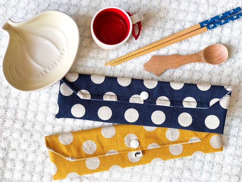 Dotted Waterproof Cutlery Bag - Chopsticks - Waterproof Material Blue