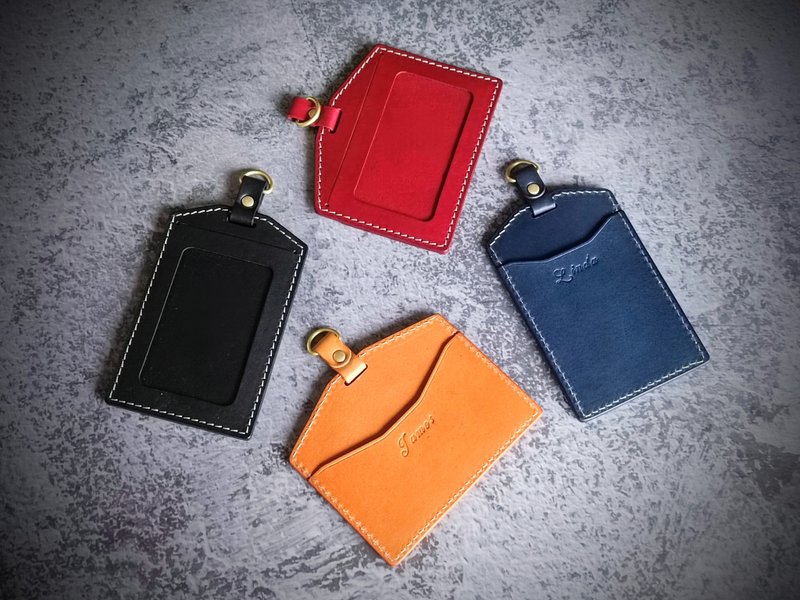 手工皮革 金鞄銀  植鞣革 真皮 直式證件套 卡片套 悠遊卡套 識別 - 證件套/識別證套 - 真皮 